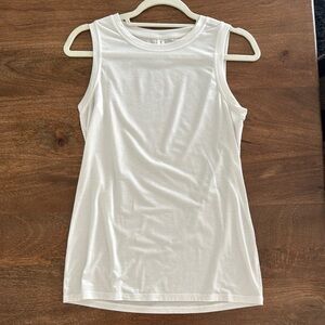 Athleta White Sleeveless Tank Top Rounded Neckline Fitted
